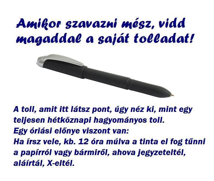 eltűnő tintás toll szavazás