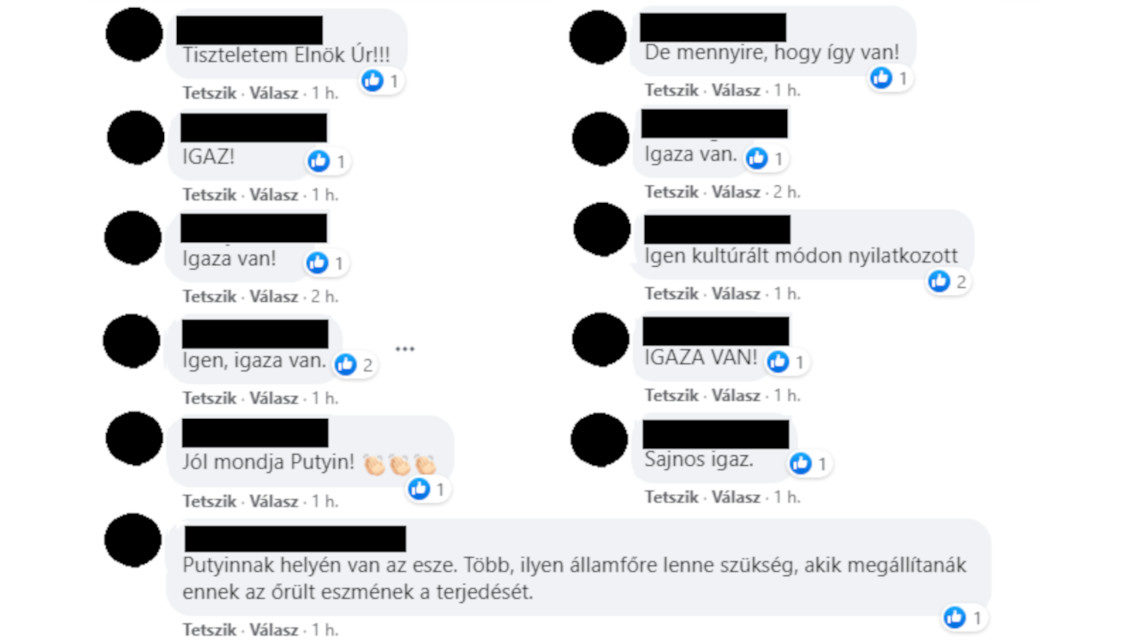 Putyin-barát kommentek
