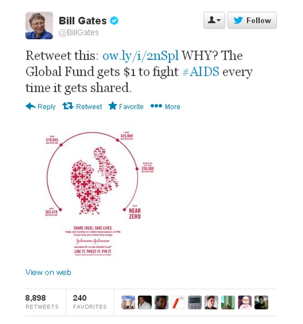 Bill Gates tweetje Global Fund