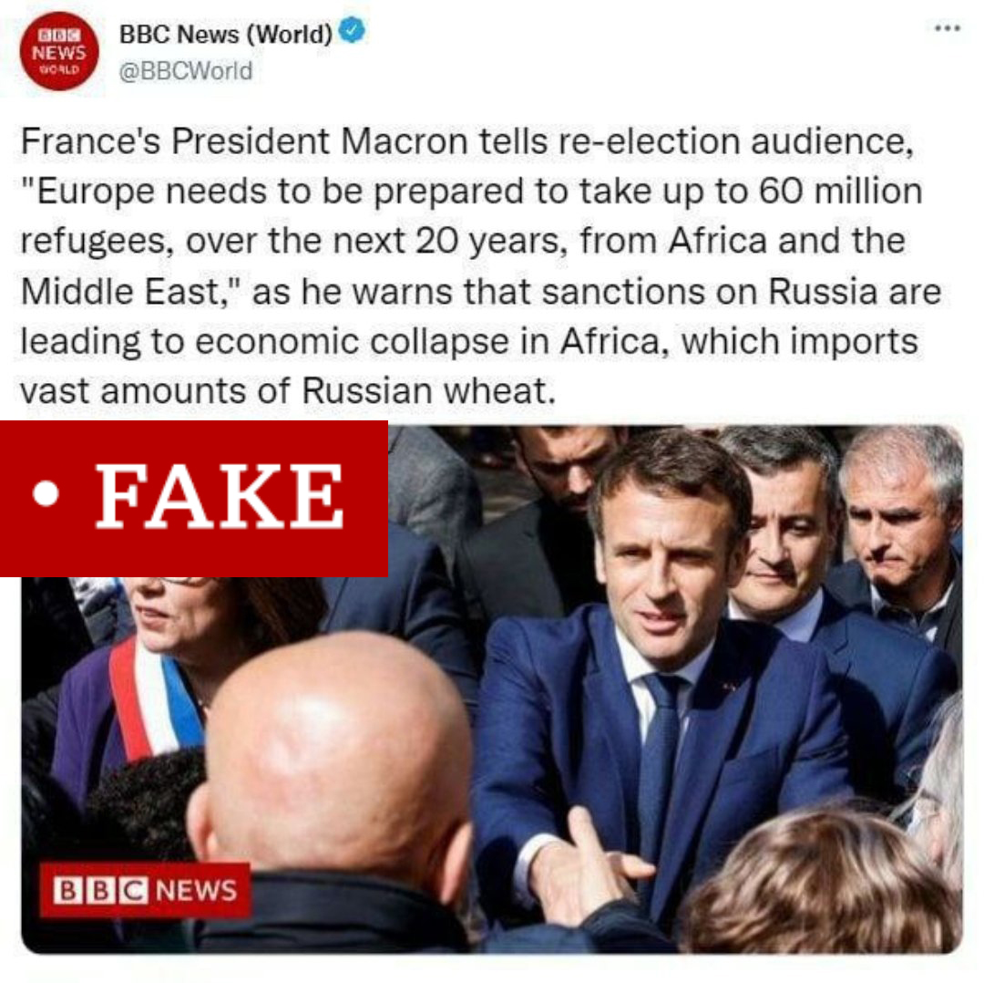Macron hamis tweet a menekültekről