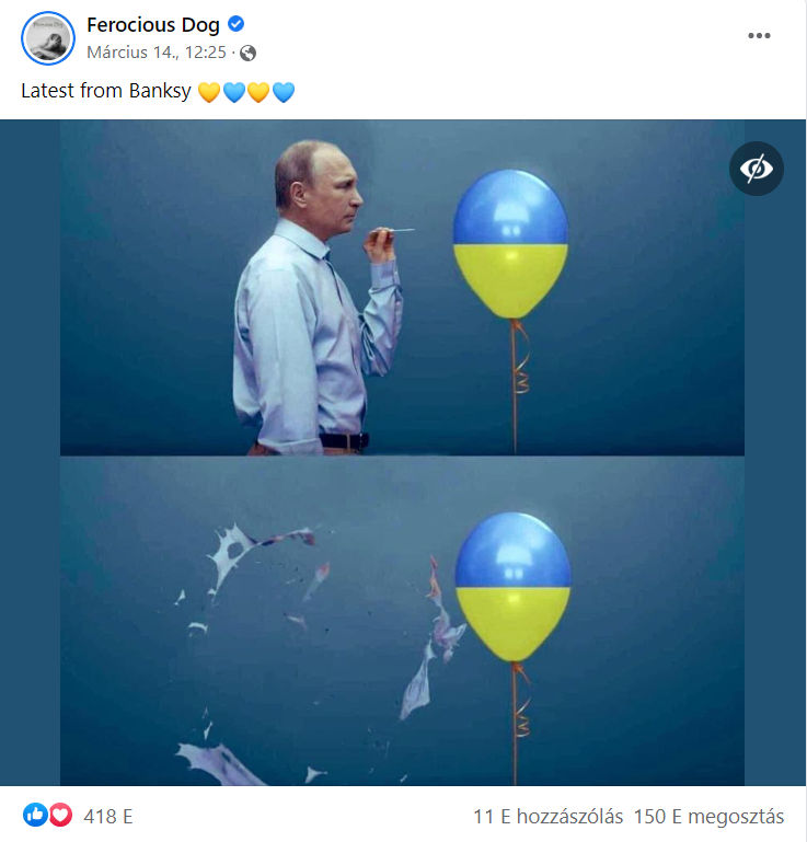 Putyin ukrán lufi nem Banksy