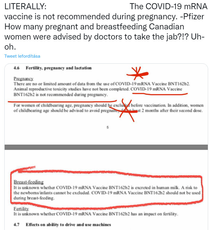 Pfizer dokumentumok terhes nők kamu
