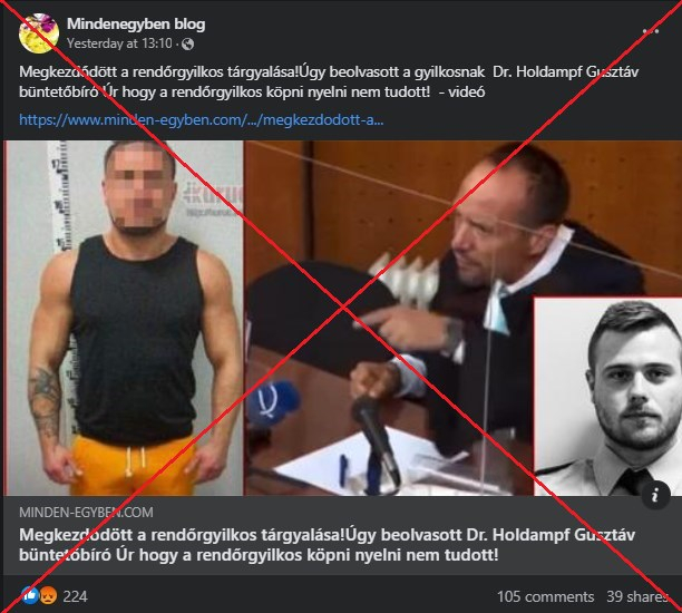rendőrgyilkos tárgyalása videó holdampf gusztáv beolvas kamu