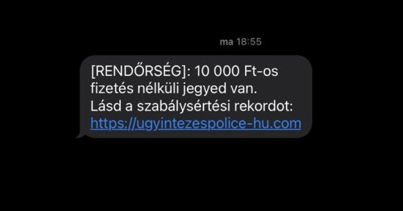 csalás sms rendőrség parkolás