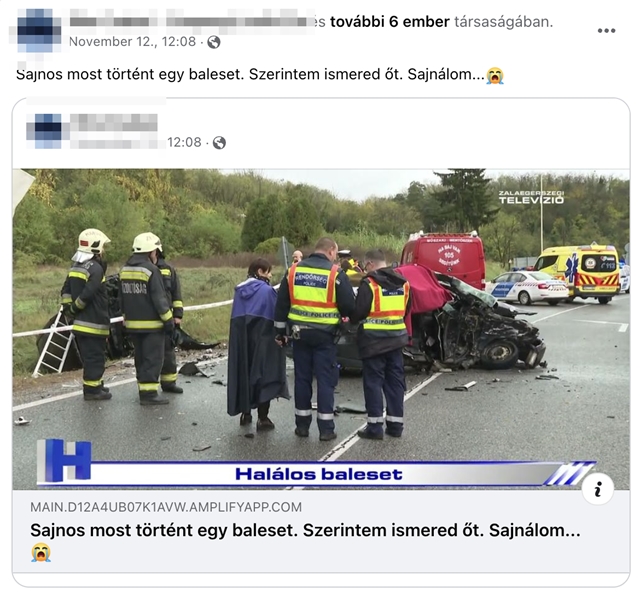 sajnos most történt egy baleset átverés facebook