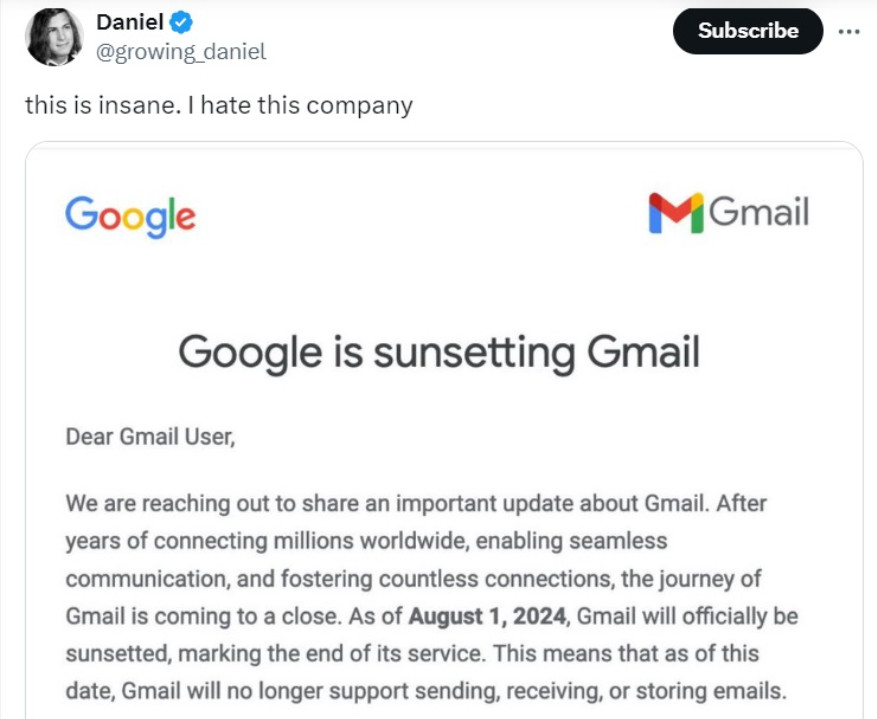 gmail megszűnik kamu