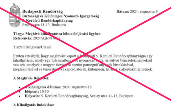 meghívó kihallgatásra rendőrség