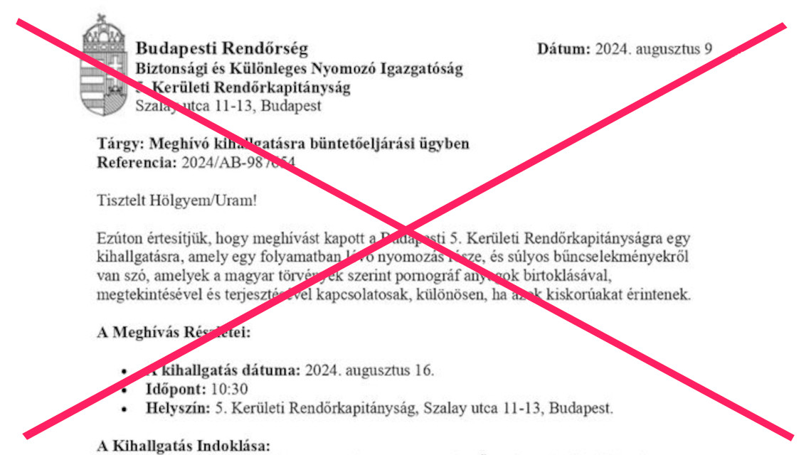 meghívó kihallgatásra rendőrség