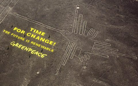 Greenpeace-akció a Nazca-vonalaknál
